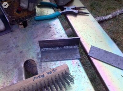 Close-up of welded metal pieces